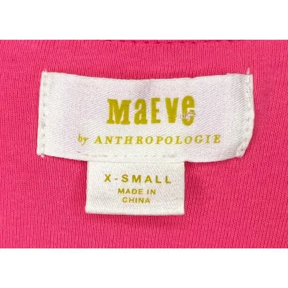 Anthropologie Maeve Hot Pink Puff Sleeve Wrap‎ Top sz XS BARBIE - Picture 7 of 8